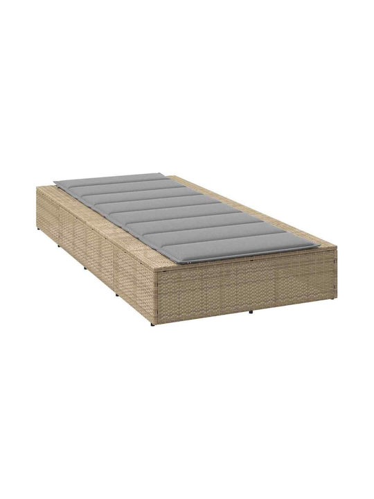Șezlong Rattan cu Pernă Bej 210x100x28cm