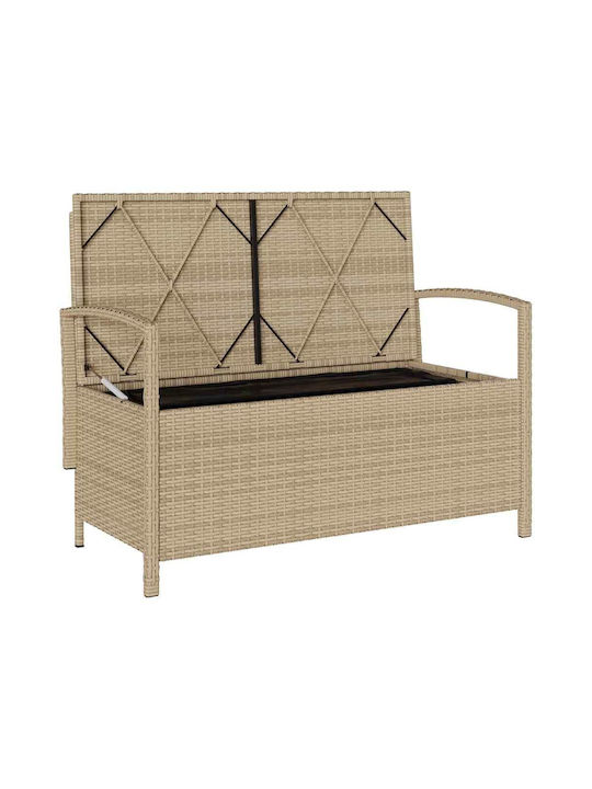 Bench Outdoor Rattan with Chest and Pillows