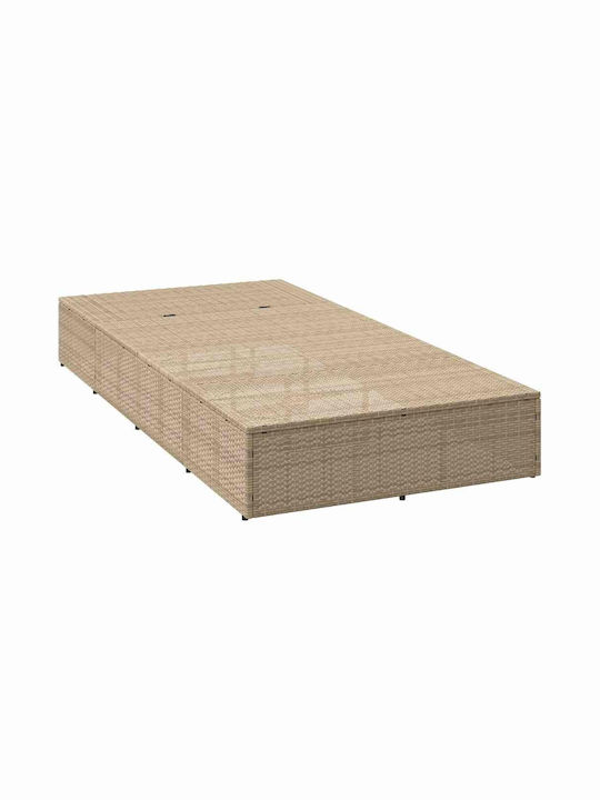 Șezlong Rattan cu Pernă Bej 210x100x28cm