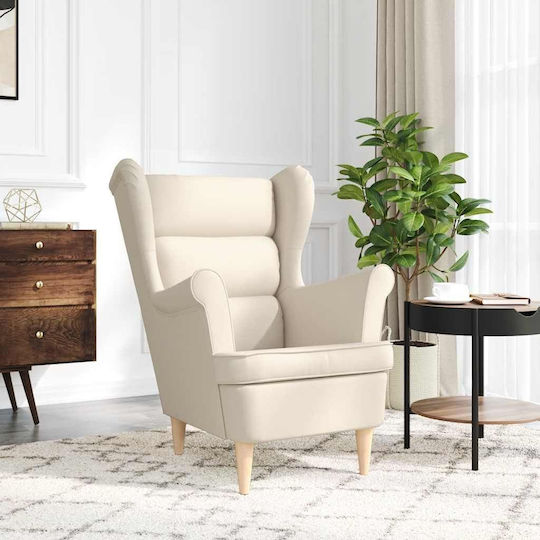 Armchair with Footstool White 74x84x100cm