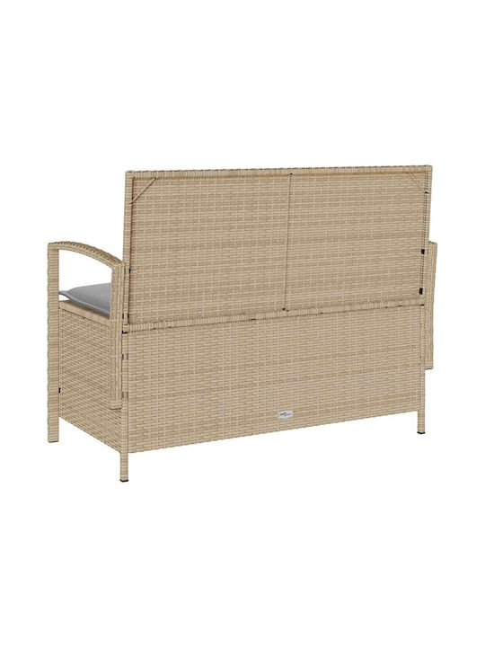 Bench Outdoor Rattan with Chest and Pillows