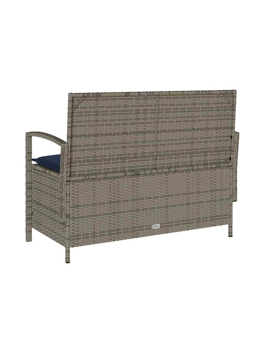 Bench Outdoor Rattan with Chest and Pillows