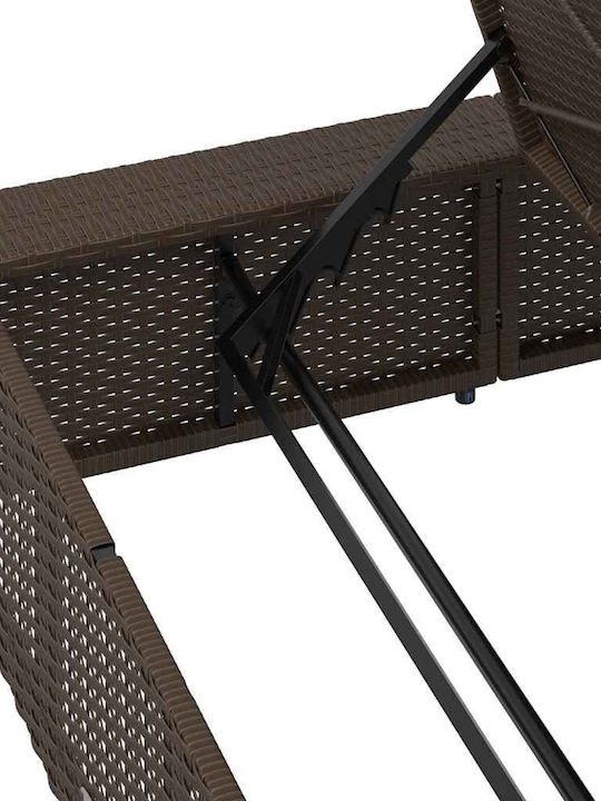 Градински и басейнови шезлонги Rattan с Кафява Възглавница 210x100x28см