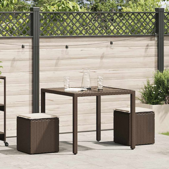 Σκαμπό Rattan 2τμχ 40x40x43cm Σκαμπό Rattan 2τμχ 40x40x43cm