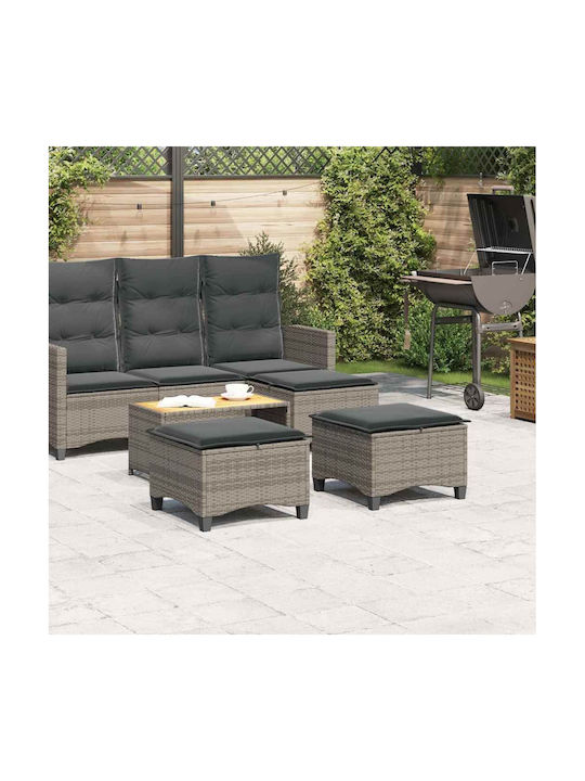 Băncuțe De Grădină Cub Pentru Exterior Rattan Cu Pernă Gri 2 Buc 55x55x36cm