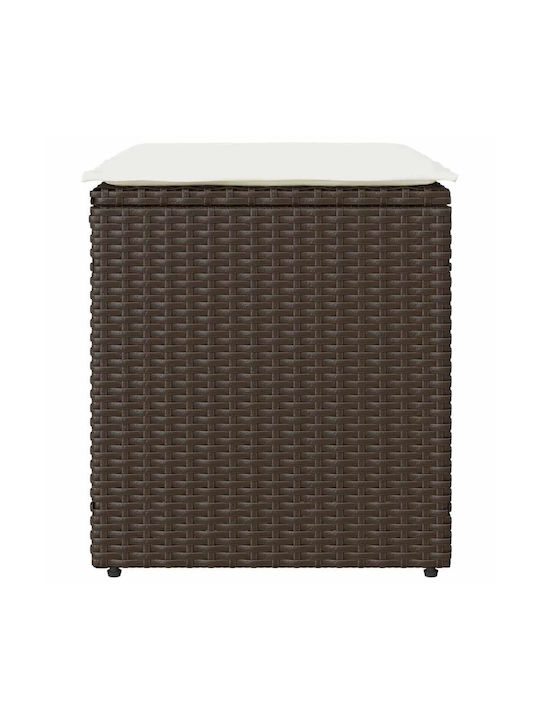 Garden Stool Cube Outdoor Rattan with Cushion Brown 2 Pieces 40x40x43cm