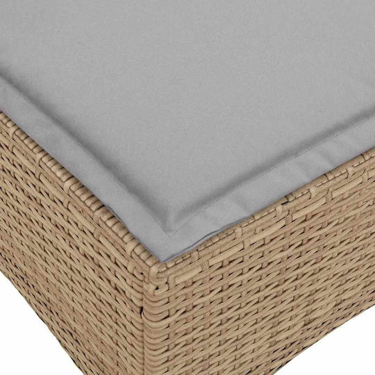 Băncuțe De Grădină Cub Pentru Exterior Rattan Cu Pernă Bej 2 Buc 55x55x36cm