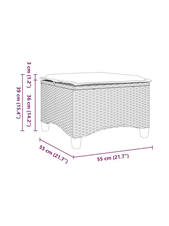 Gartenhocker Würfel Für Außenbereich Rattan Mit Braunen Kissen 2Stücke 55x55x36cm