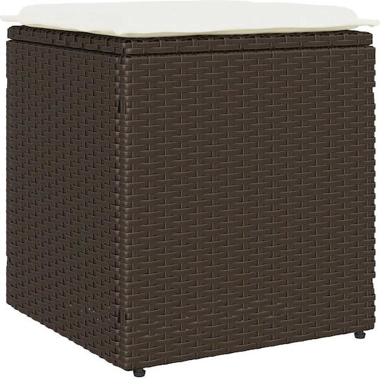 Garden Stool Cube Outdoor Rattan with Cushion Brown 2 Pieces 40x40x43cm