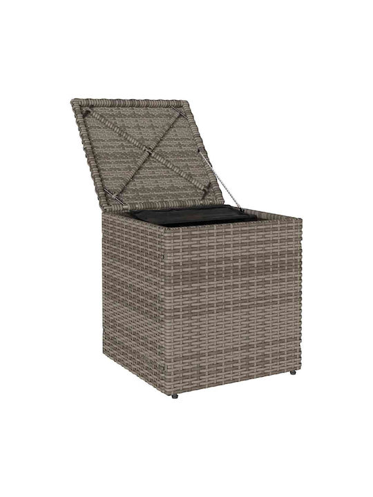 Garden Stool Cube Outdoor Rattan with Grey Cushion 2 Pieces 40x40x43cm