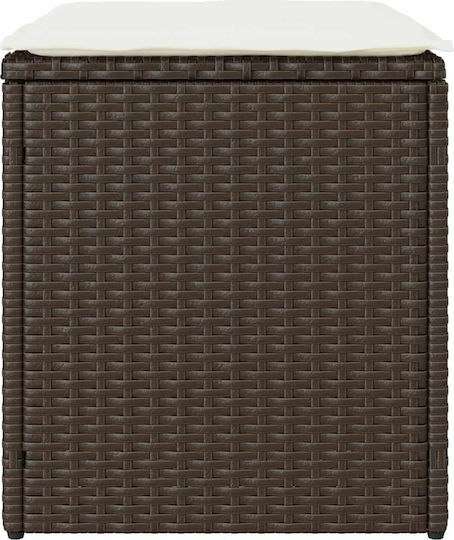 Garden Stool Cube Outdoor Rattan with Cushion Brown 2 Pieces 40x40x43cm