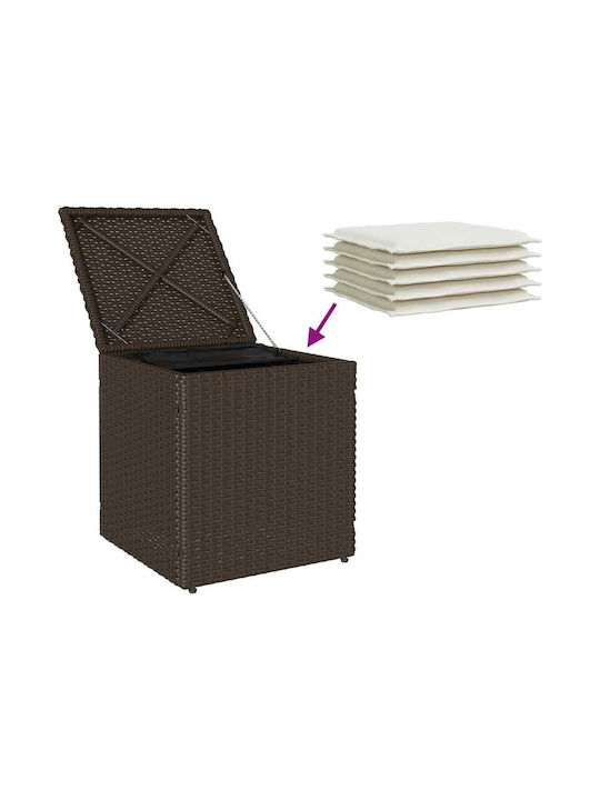 Garden Stool Cube Outdoor Rattan with Cushion Brown 2 Pieces 40x40x43cm