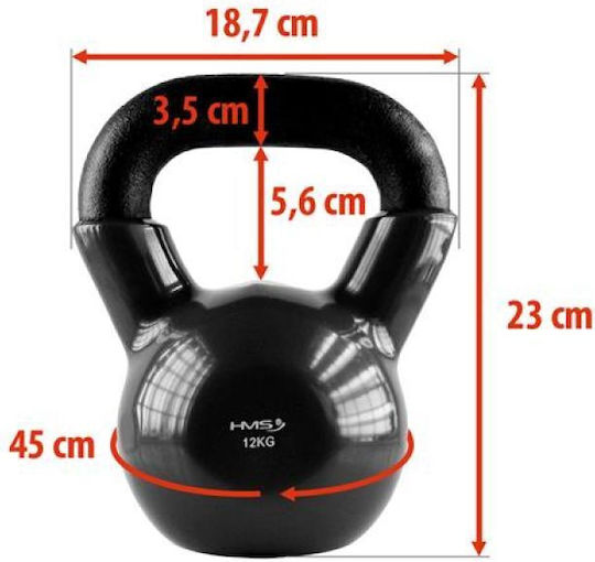 Kettlebell Iron Covered Vinyl Hms Knv12 Black