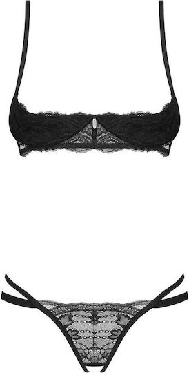 Obsessive Sexy Σετ Εσωρούχων με Δαντέλα Μαύρο 2τμχ