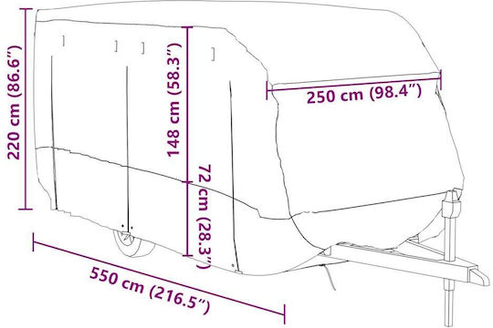 vidaXL Κουκούλα 550x250x220cm Αδιάβροχη που Στερεώνεται με Ιμάντες