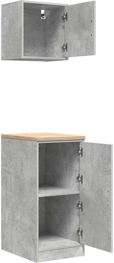 Гаражни шкафове 2 бр бетонно сиво инженерно дърво сиво 40 x 51 x 85 см