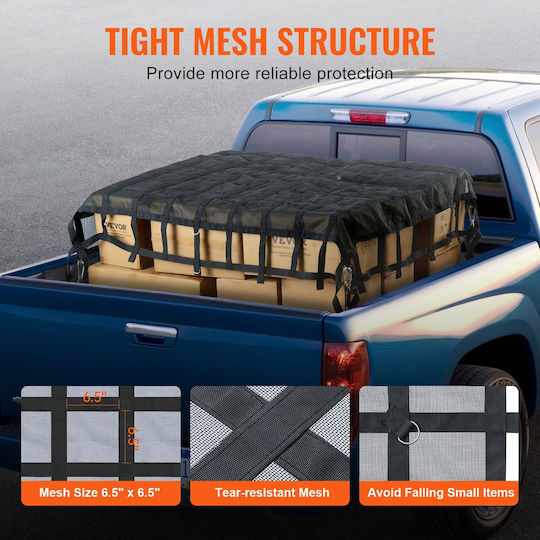 Vevor Cargo Net Heavy Duty Cargo Net 96" X 81" Ρυθμιζόμενες Πόρπες & Άγκιστρα S-hooks