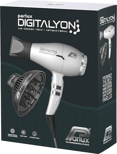 Parlux Digitalyon Magic Sense Ionic Professional Hair Dryer with Diffuser 2400W Silver