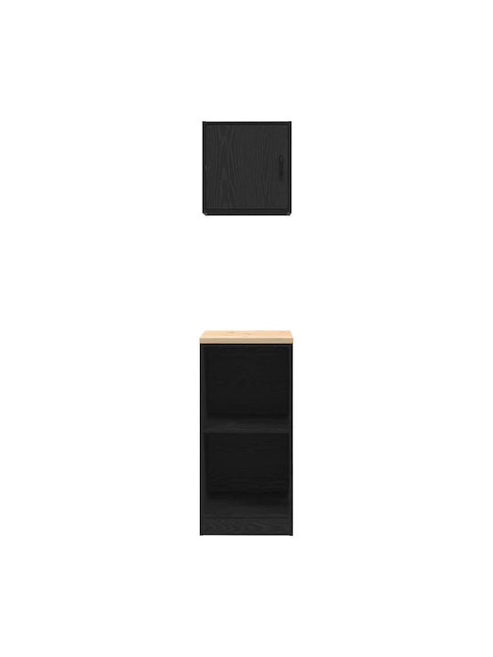 Dulapuri de Garaj 2 Buc Negru Lemn Ingineresc Negru 40 x 51 x 85 cm