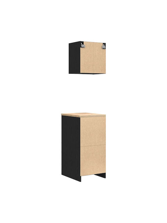 Dulapuri de Garaj 2 Buc Negru Lemn Ingineresc Negru 40 x 51 x 85 cm