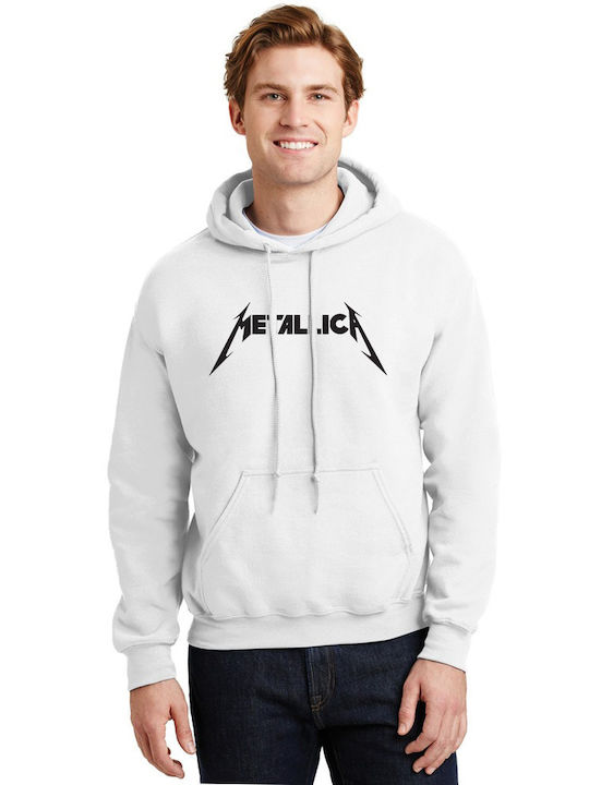 Hoodie Metallica Logo Art Rock Avenue White