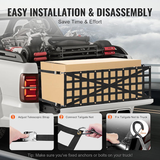 Vevor Δίχτυ Πίσω Πόρτας Pickup Truck 54" X 18" Ρυθμιζόμενο Σχέδιο Σταυρού