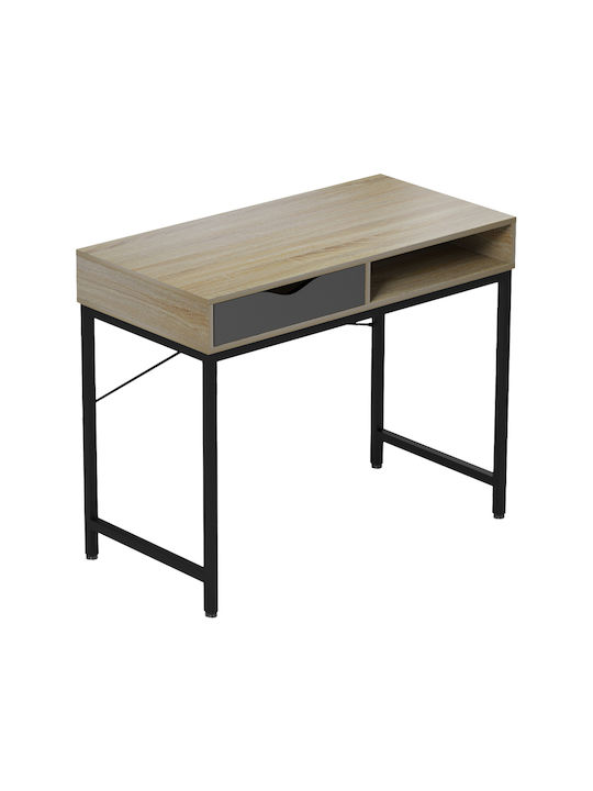 Desk Kama Wooden Sonoma-grey / Black with Metal Legs 95x48x76cm