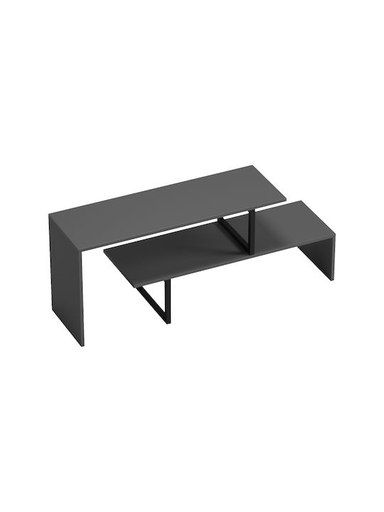 TV Stand Lilant from Metal & Wood Grey Shade - Black Metal L110xW30xH45cm