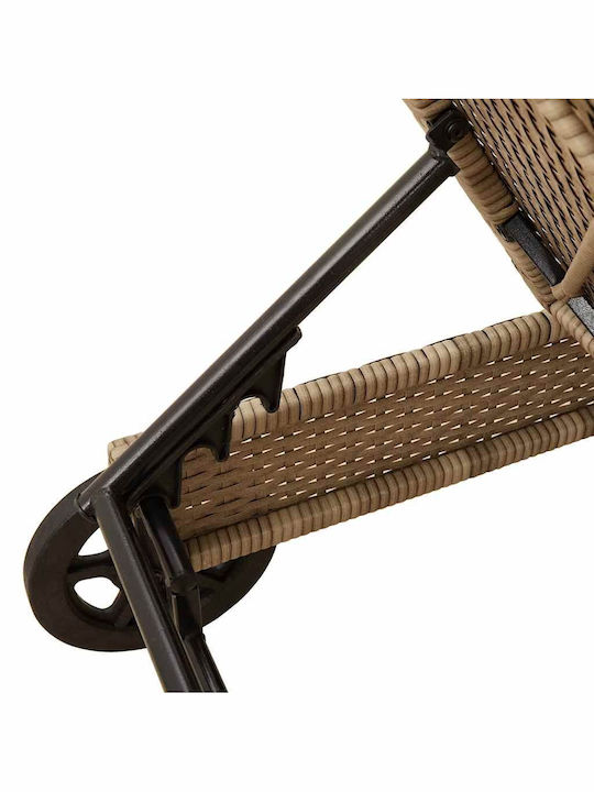 Ξαπλώστρα Rattan με Μαξιλάρι & Ρόδες Γκρι 200x55x25.5εκ.
