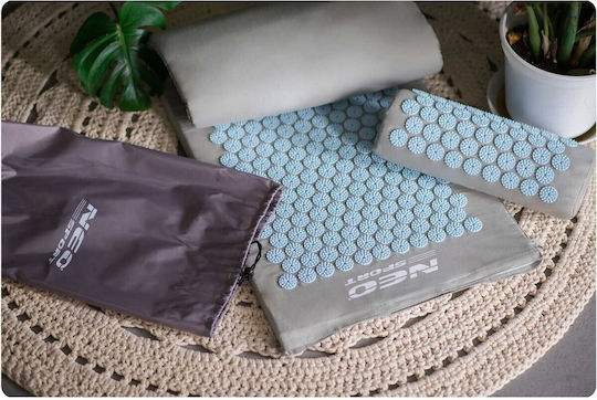 NEO Sport Acupressure with pillow 127x48cm Grey-blue Mat Massage Acupressure for the Neck & the Body Green