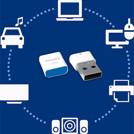 Philips Pico 16GB USB 2.0 Stick Λευκό