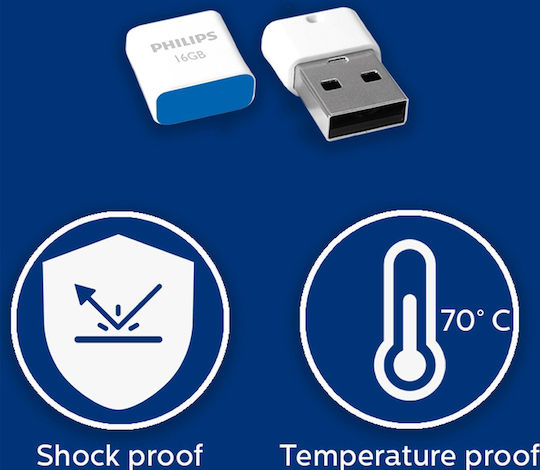 Philips Pico 16GB USB 2.0 Stick Λευκό