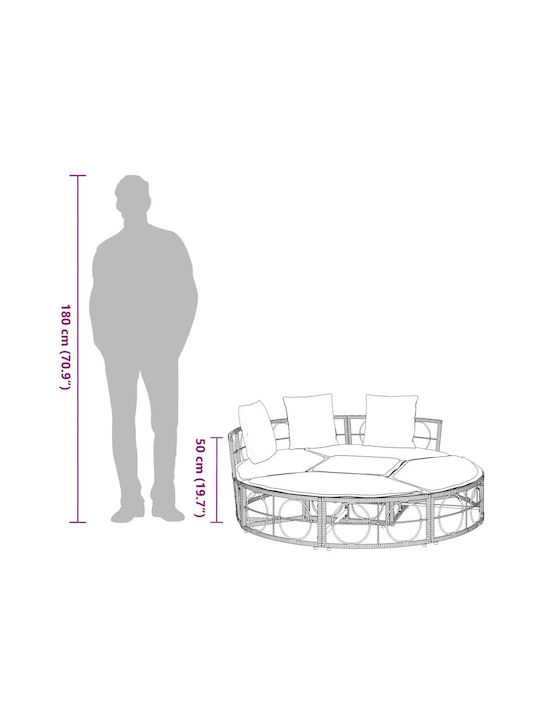 Εξωτερική Lounge Κρεβάτι Χωρίς Θόλο Poly Rattan Καφέ 160 X 50 X 3.8 Cm