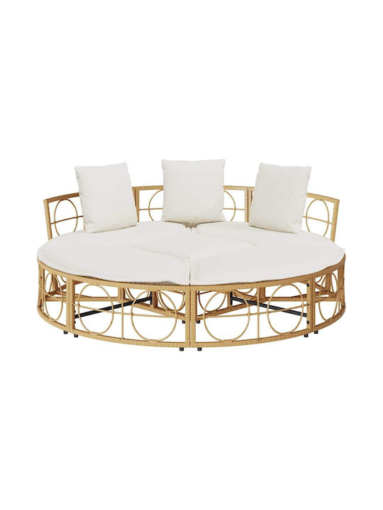 Εξωτερική Lounge Κρεβάτι Χωρίς Θόλο Poly Rattan Καφέ 160 X 50 X 3.8 Cm