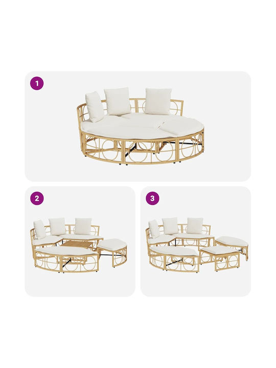 Εξωτερική Lounge Κρεβάτι Χωρίς Θόλο Poly Rattan Καφέ 160 X 50 X 3.8 Cm