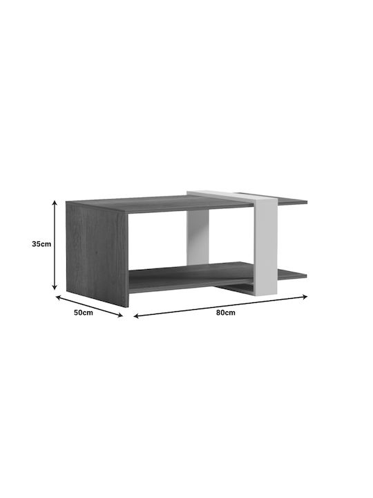 Rectangular Central Coffee Table Masasi Made of Solid Wood Sonoma Grey Cement W80xL50xH35cm
