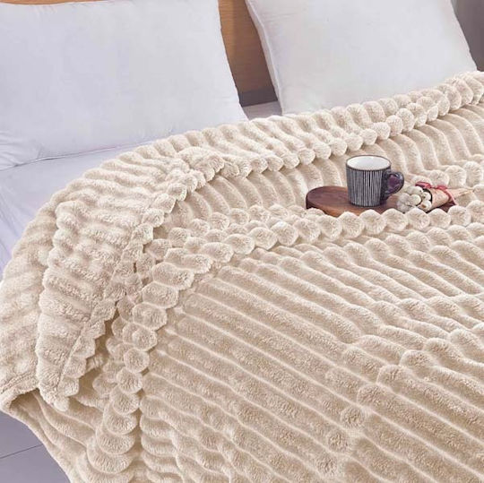 SpitiBazaar Κουβέρτα Βελουτέ Υπέρδιπλη 220x240εκ. Μπεζ