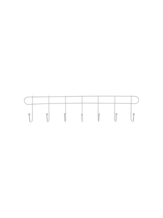 Uncle George Wall Hanger Metal 7 Hooks White 46x10x10cm