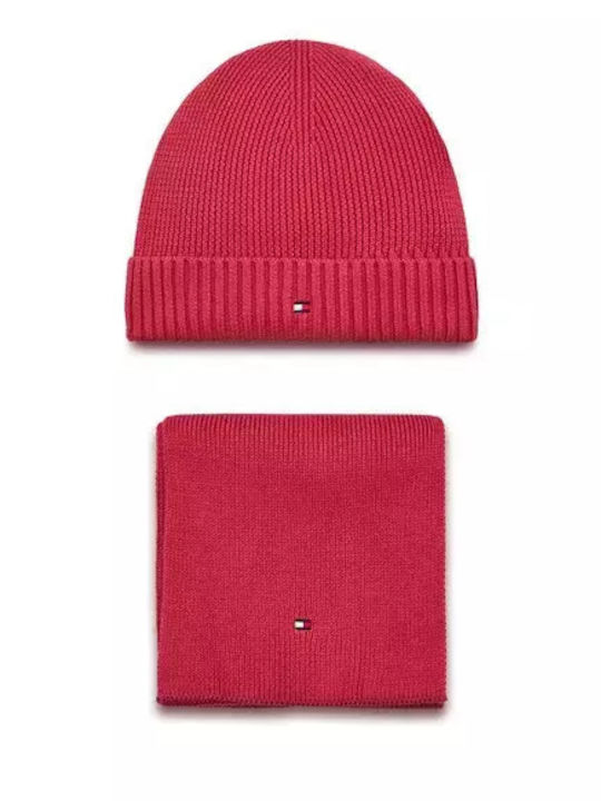 Flag Kids Beanie Set with Scarf Knitted Fuchsia