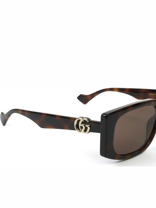 Gucci Women's Sunglasses with Brown Tartaruga Plastic Frame and Brown Lens GG1534S 002