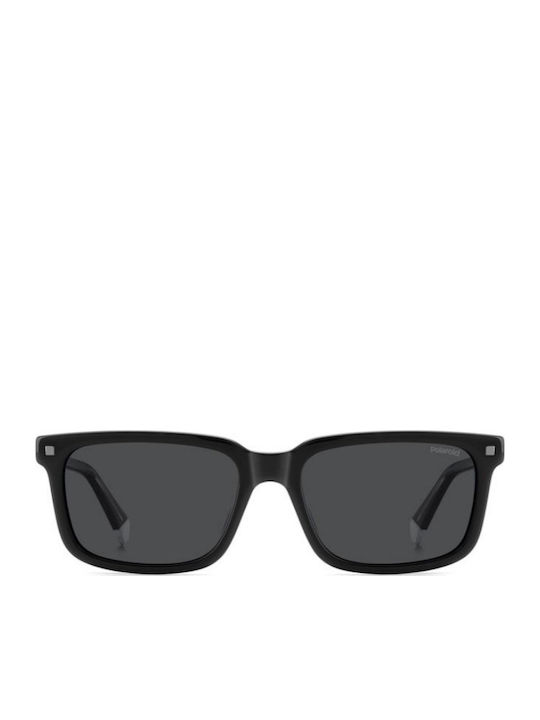 Polaroid Men's Sunglasses with Black Horn-Rimmed Frame and Grey Lens PLD4174/S/X 807/M9