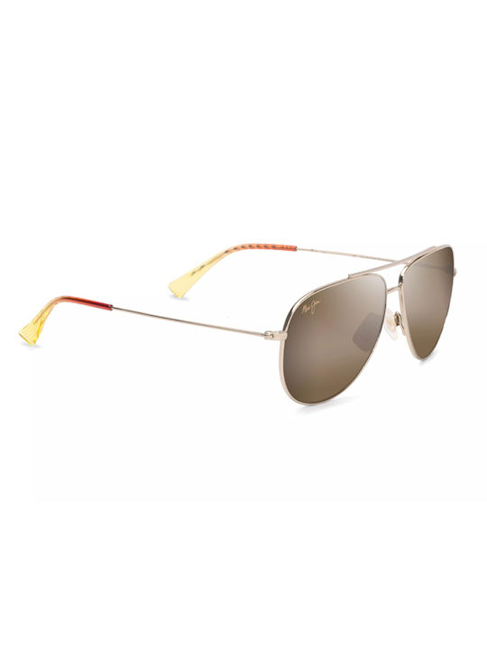 Maui Jim Sonnenbrillen mit Gold Metall Gestell und Braun Linse H665-16B