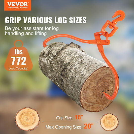 Vevor 18-Inch Skidding Tongs 2 Heavy-Duty Log Lifting Tongs Rotating Steel Skidding Tong 772 lbs/350 kg Load Capacity Log Lifting Handling Pulling Transport Tool