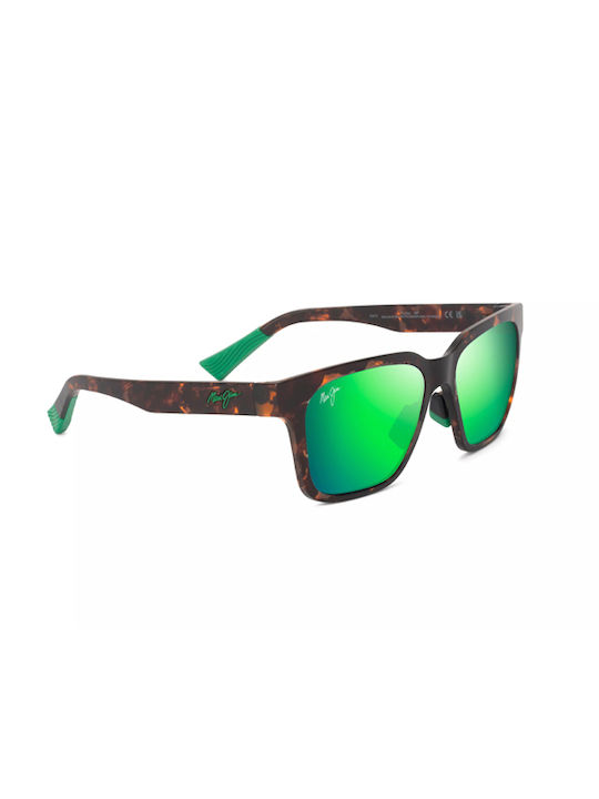 Maui Jim Men's Sunglasses with Brown Tartaruga Plastic Frame and Green Mirror Lens GM631-10