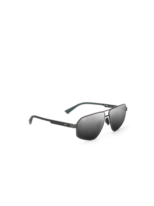 Maui Jim Herren Sonnenbrillen mit Gray Metall Gestell und Schwarz Linse DSB620-02