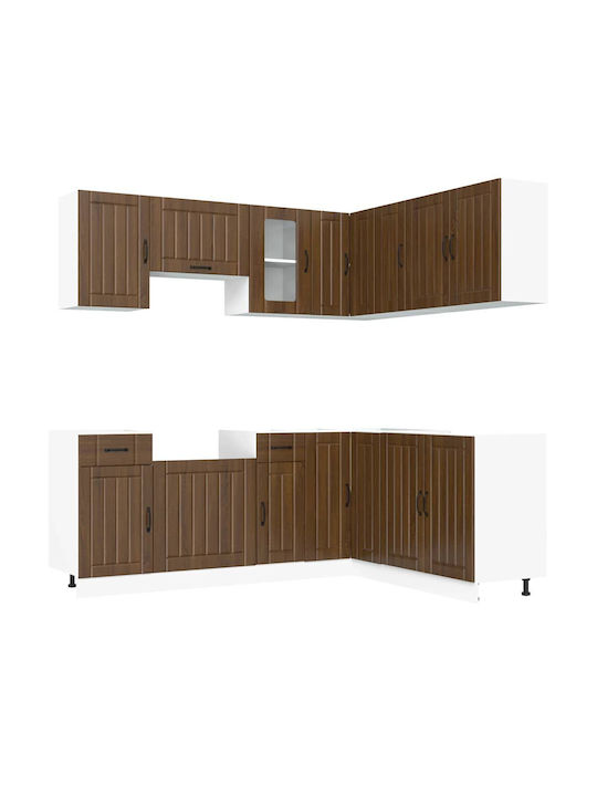 Lucca Kitchen Cabinet Set Wall & Floor Brown Oak