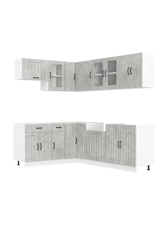 Lucca Kitchen Cabinet Set Wall & Floor Grey Concrete