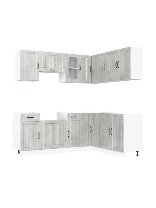 Lucca Kitchen Cabinet Set Wall & Floor Grey Concrete