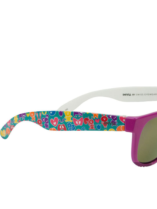 Invu Square Baby Kids Sunglasses with Polarized Lens Animals Purple for 1-4 Years