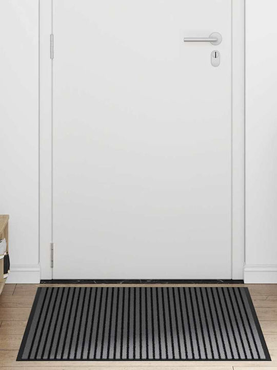 Striped Door Mat Black Grey 90x150 Cm Black 90 X 150 Cm